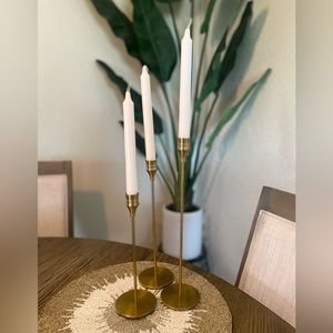 Gold Candlestick Holder Set of 3 NEW